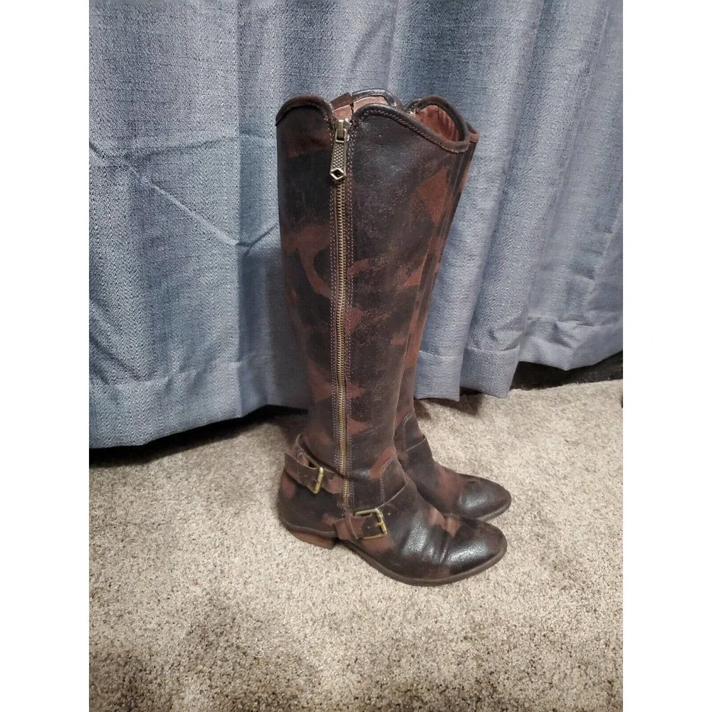 Donald J Pliner Women's Brown Suede Tall Riding Boots Size 7.5 M With Buckles